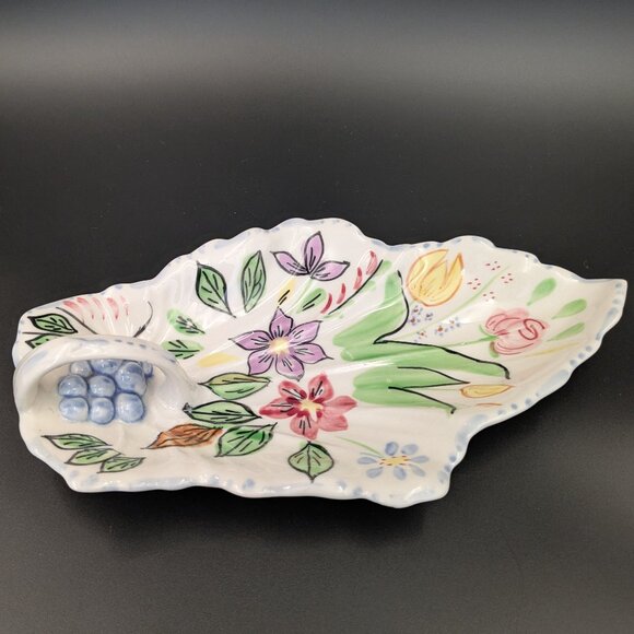 Vintage Blue Ridge Southern Potteries Hand Painted Floral Dish - Picture 4 of 7